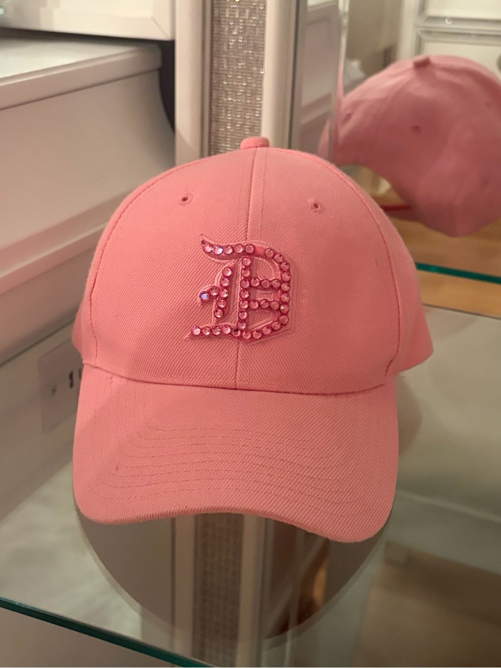 Pink Detroit Bling Baseball Cap
